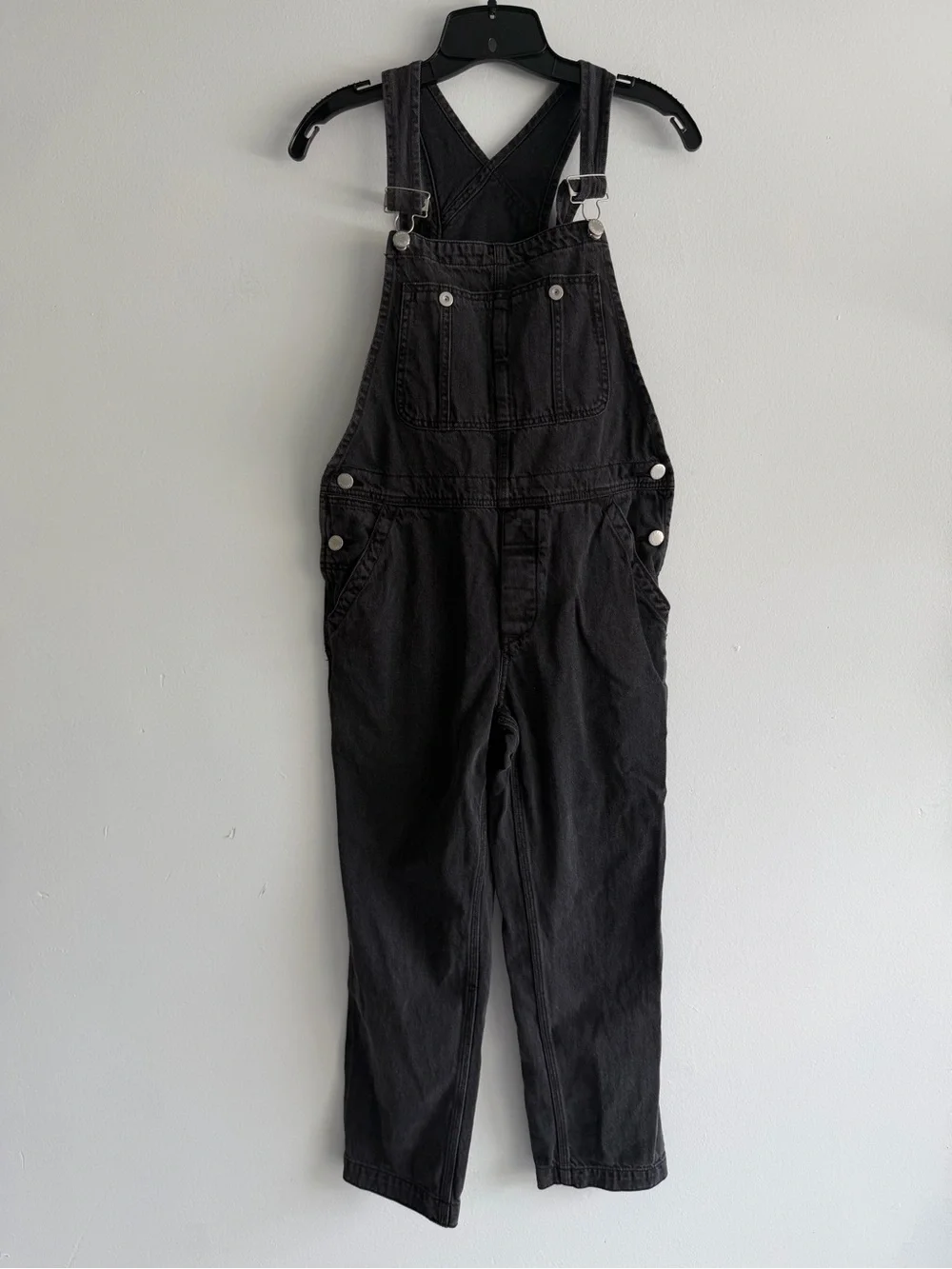 We The Free Women's Black Cotton Denim Overall Jumpsuit Size 26 8662